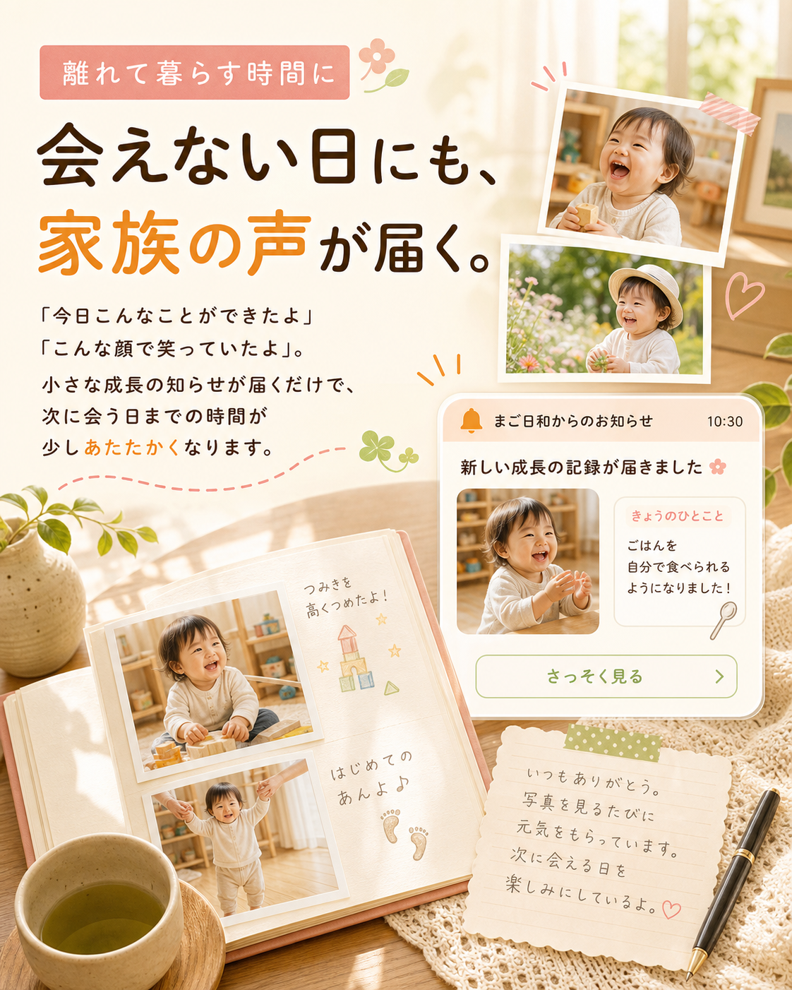 会えない日にも、家族の声が届く。
